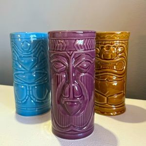 NWOT 10oz Vtg Ceramic Tiki Mugs Accoutrements 2001 Hawaiian Glazed Mai Tai